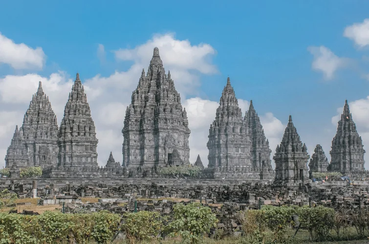 The road through the Kedu Plain towards Borobudur Temple, Magelang Regency, Central Java
